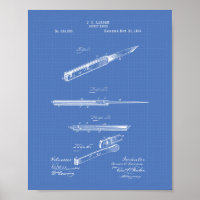 Pocket Knife 1893 Patent Art Blueprint