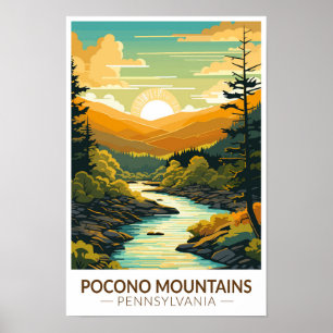 Poster Pocono Mounains Pensilvânia Viagem Art Vintage