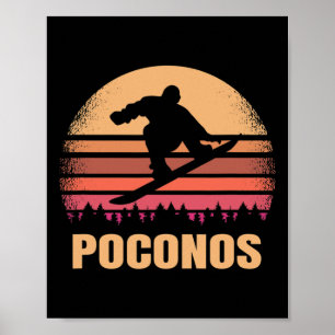 Poster Poconos Pennsylvania Snowboard Outdoor Vintage