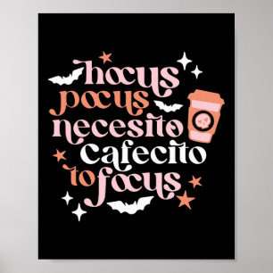 Poster Pocus Necesito Cafecito Para Focar Café Halloween