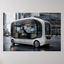 Poster Pod de Escritório Móvel Futurista na Natureza Urba
