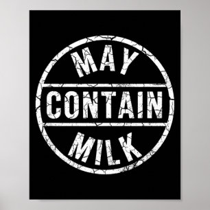 Poster Pode conter leite frase engraçada design legal com