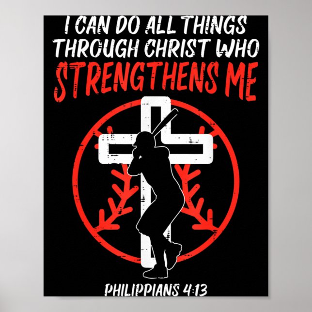 Poster Pode Fazer Todas as Coisas Beisebol Religioso Cris (Frente)