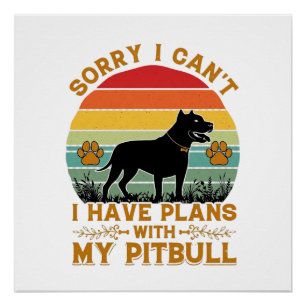 Póster Pode Planos Cachorro Pitbull Pôr do Sol Retro_1