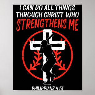 Poster Podem Fazer Todas as Coisas Beisebol Religiosas
