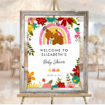 Poster Podemos Esperar Chá de fraldas De Urso Bonito Bem-<br><div class="desc">Bem-vindos aos seus convidados com este lindo e fofo sinal de boas-vindas ao chá de fraldas de ursos. Perfeito para sua festa de chá de fraldas. O modelo é muito fácil de editar.</div>