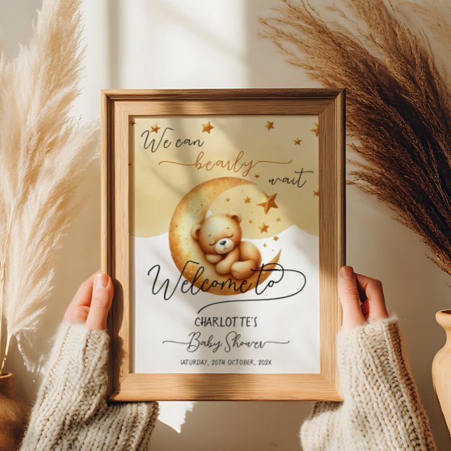 Poster Podemos Esperar Chá de fraldas De Urso Bonito Bem- (Criador carregado)