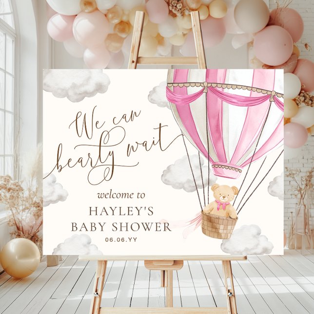 Poster Podemos Esperar Chá de fraldas Rosa Bem-Vindo (Criador carregado)