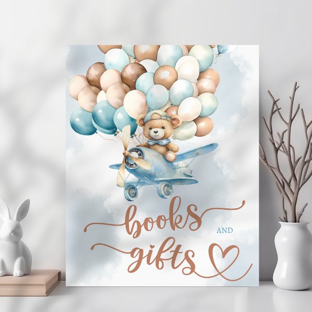 Póster Podemos Esperar! Livros e presentes de chás de fra (We can bearly wait baby shower poster for books and gift table)