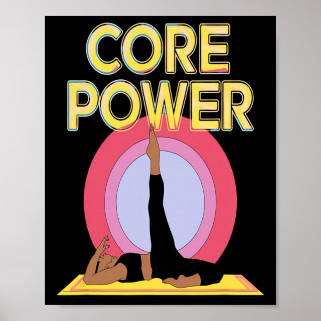 Poster Poder Central Abs Força Yoga Pilates Estabilidade  (Frente)