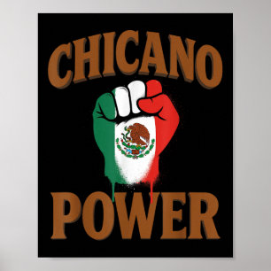 Poster Poder Chicano Bandeira Mexicana México Marrom Lati