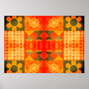Poster Poder das Flores Design e Cores Retro dos Anos 197