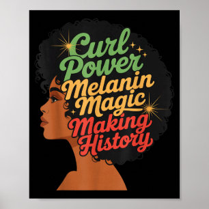 Poster Poder de Cachos Melanina Fazendo História Para Mul
