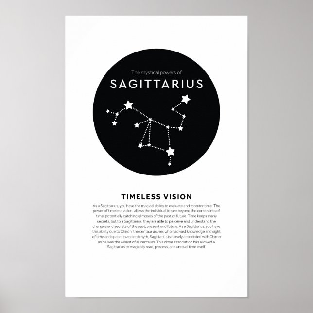 Poster Poder Místico da Astrologia Sagitário Zodiac (Frente)