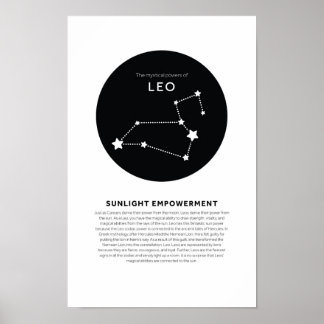 Poster Poder Místico do Leão Astrology Star Sinal Zodiac