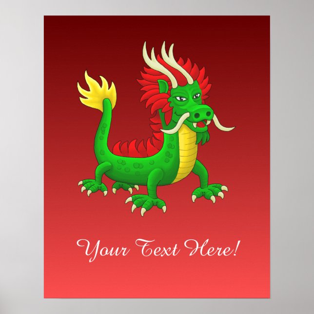 Poster Poderoso Dragão Azulado Chinês (Frente)