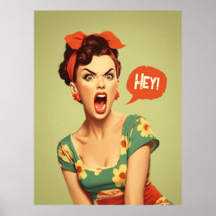 Poster Poderoso Grito Pin-Up Vintage