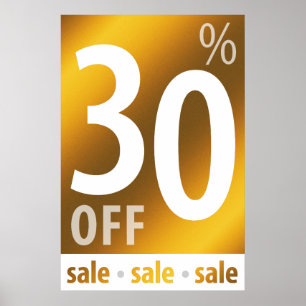 Poster Poderoso sinal de 30% OFF SALE   OURO