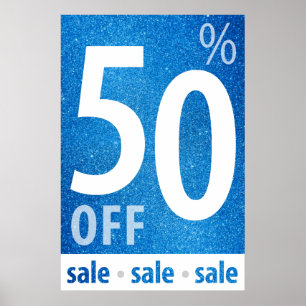 Póster Poderoso sinal de 50% OFF SALE   Brilho Azul