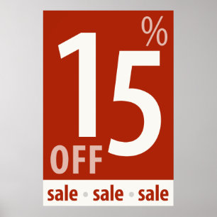Póster Poderoso sinal de VENDA de 15% OFF - vendas de var