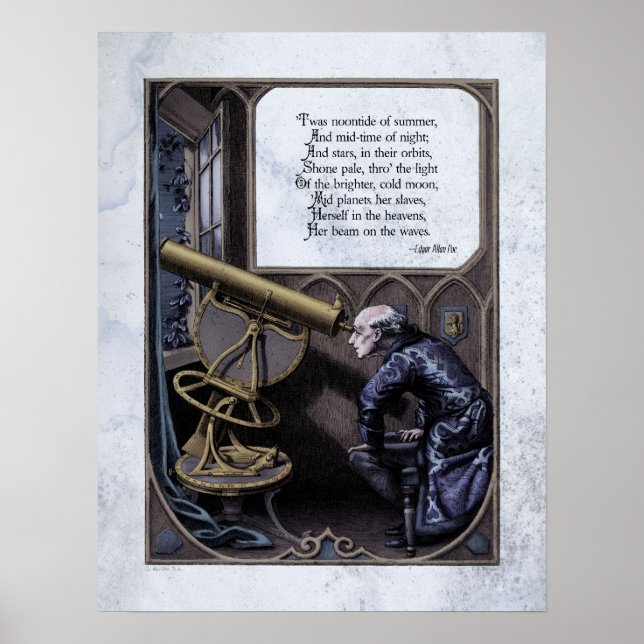 Póster Poe "Estrela da Noite" Steampunk Victorian Art 17x (Frente)