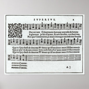 Póster Poema à música por Jean Antoine de Baif