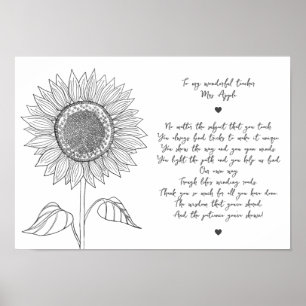 Poster Poema de Apreciação de Girassol e Script para Prof