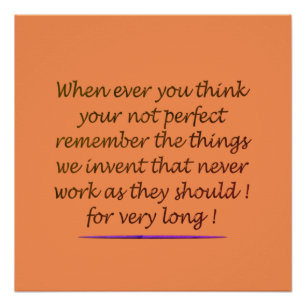 PÓSTER POEMA DE ARTE DE PALAVRAS SOBRE SER PERFEITO