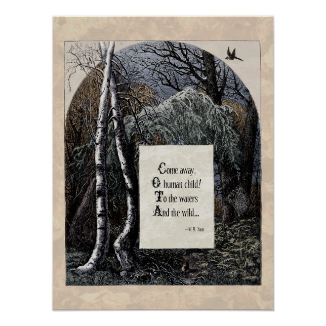 Póster Poema De Arte Vitoriano "A Criança Roubada" Brilha (Frente)