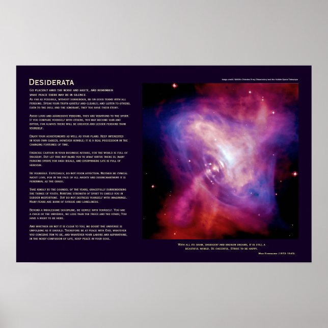 Póster Poema de Desiderata - Lapso Horário Pulsar De Cara (Frente)