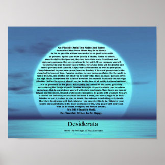 Poster Poema de Desiderata por Max Ehrmann Blue Moon Suns