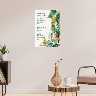 Poster Poema de Ode para Primavera com Ave Marrom