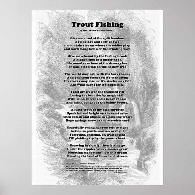 Póster Poema de Pesca de Trouts (Frente)