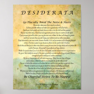 Póster Poema Desiderata em Floresta de Aquarela