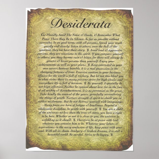 Póster Poema Desiderata em Papel de Estilo Antiquado (Frente)