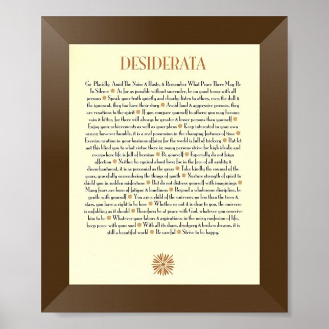 Poster Poema DESIDERATA por Max Ehrmann (Frente)