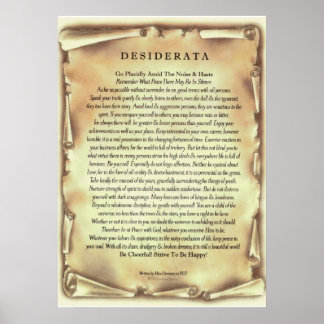 Poster Poema Desiderata por Max Ehrmann - Percorrer Antiq