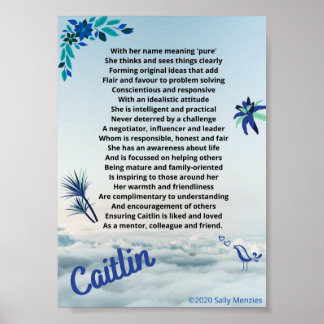Poster Poema do nome "Caitlin"
