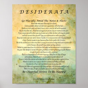 Póster Poema dos Desiderata na floresta da aguarela