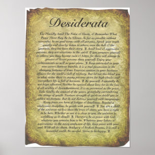 Póster Poema dos Desiderata no papel antigo do estilo