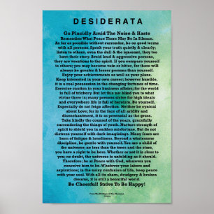 Póster Poema dos Desiderata pela aguarela abstrata máxim