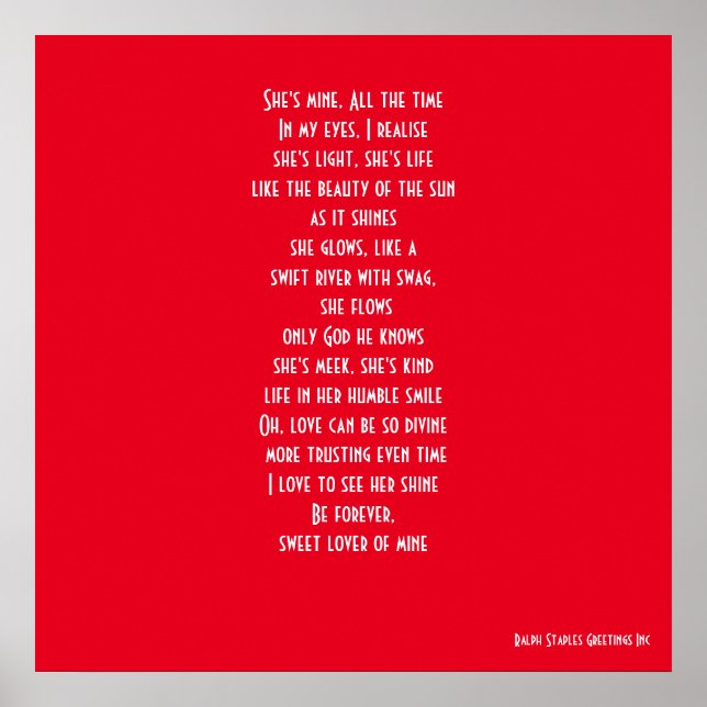 Póster POEMA ROMÂNTICA dia de os namorados (Frente)