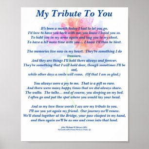 Poster Poema: Tributo a um Animal de Estimação Falecido F