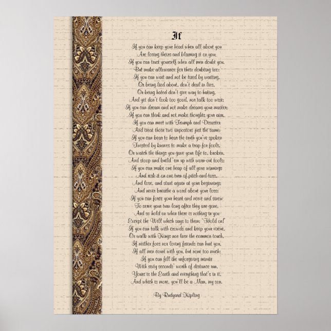 Poster Poesia inspiradora de Rudyard Kipling (Frente)