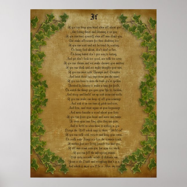 Poster Poesia inspiradora de Rudyard Kipling (Frente)