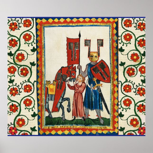 POSTER POETA ALEMÃO COMO MINIATURA MEDIEVAL DO KNIGHT (Frente)