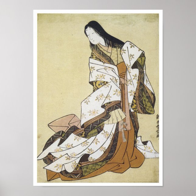 Poster Poetess Ono, Harunobu, 1764 (Frente)