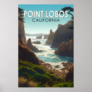 Poster Point Lobos California Viagem Art Vintage
