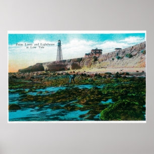 Póster Point Loma e farol na maré baixa