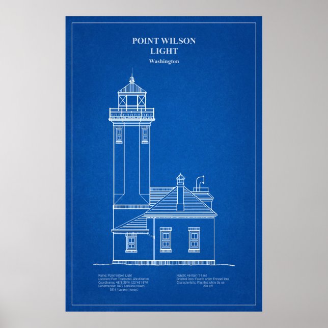 Poster Point Wilson Lighthouse - Washington - AD (Frente)